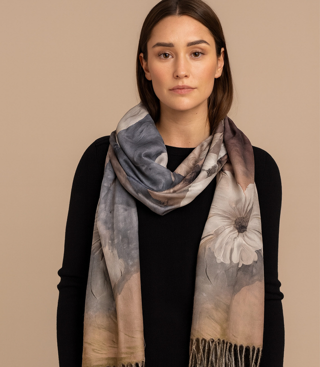 Scarf Scarf tassel warm flowers soft smooth 180x70 cm