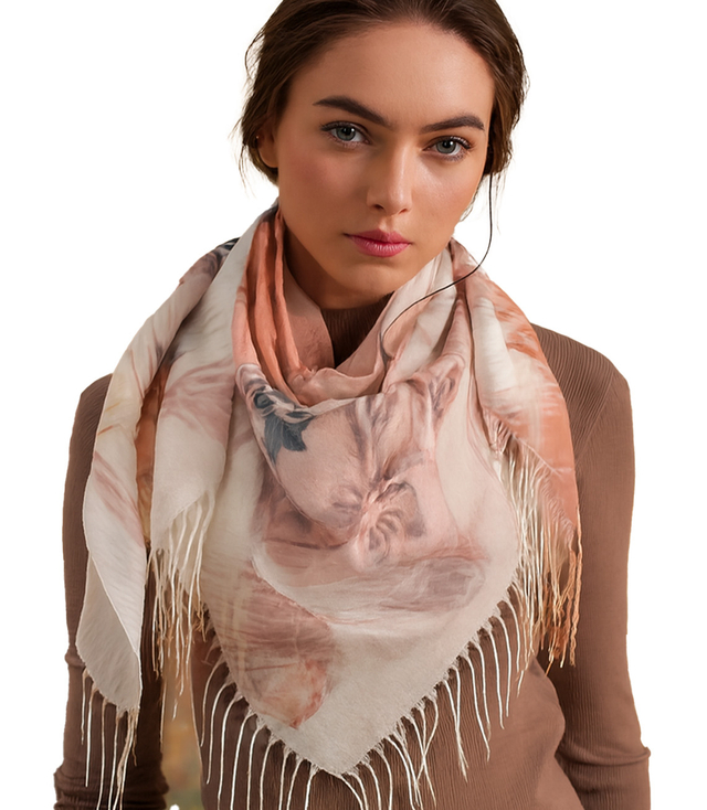 Women's scarf with floral pattern 100x100