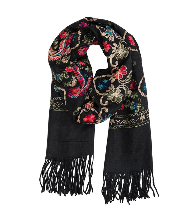 Szal damski haft z roślinnym ornamentem