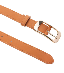 Smooth women's eco leather belt with gold buckle 2 cm