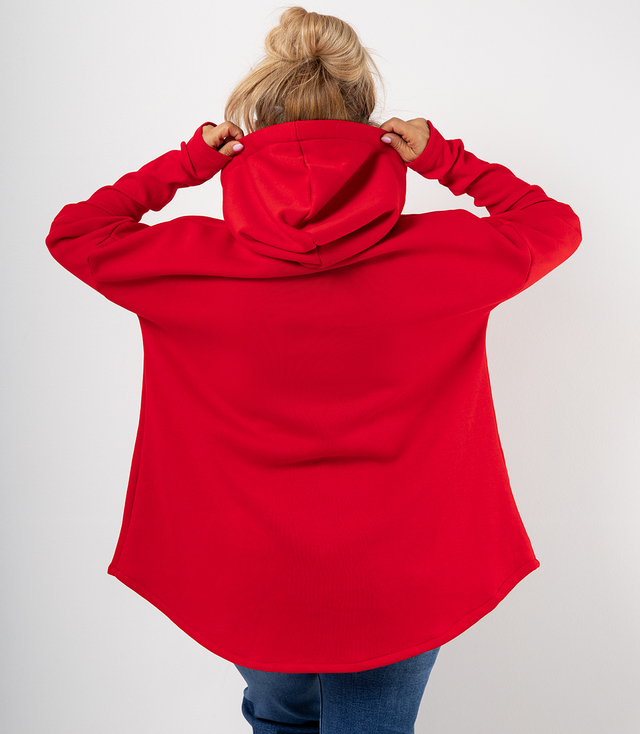Women's sweatshirt with longer back and ribbed hem VERONICA