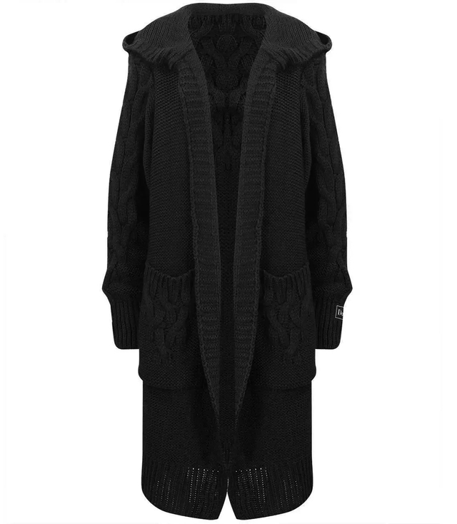 Cardigan Long Chunky Braid Wool Sweater