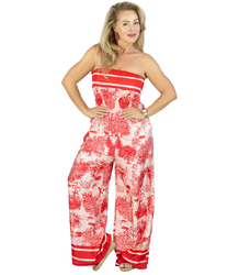 Women's strapless jumpsuit with wide legs SOPHIA
