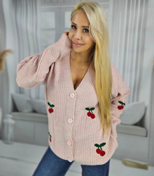 Warm and cozy women's sweater with cherries in autumn LARAMIE