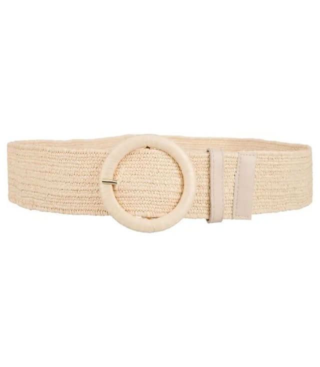 Braided women's belt with large buckle