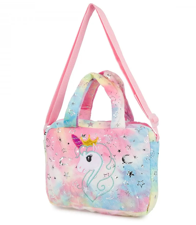 Children's plush bag with adorable unicorn handle strap