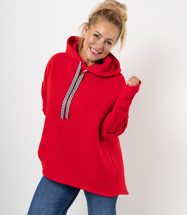 Women's sweatshirt with longer back and ribbed hem VERONICA