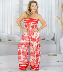 Women's strapless jumpsuit with wide legs SOPHIA