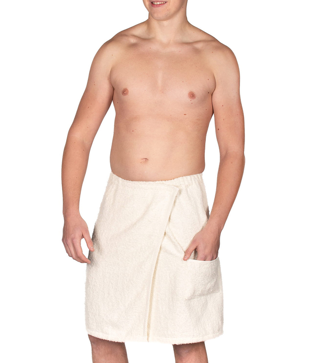 Men's sauna terry cloth kilt with pocket on elastic band