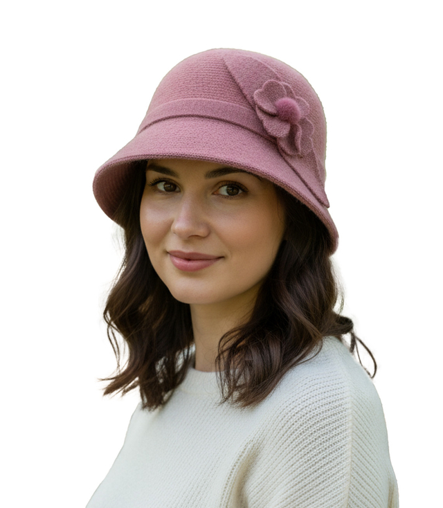Women's hat cloche patch flower