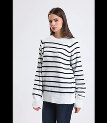 Warm women's fashionable striped sweater ANNA