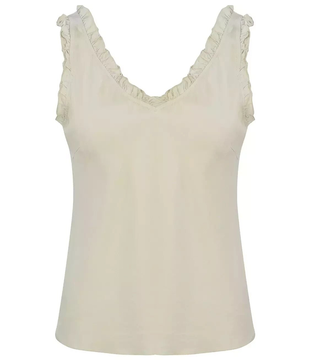 Plain top T-shirt BASIC frill blouse