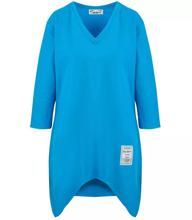 Oversize sweatshirt blouse with asymmetric bottom