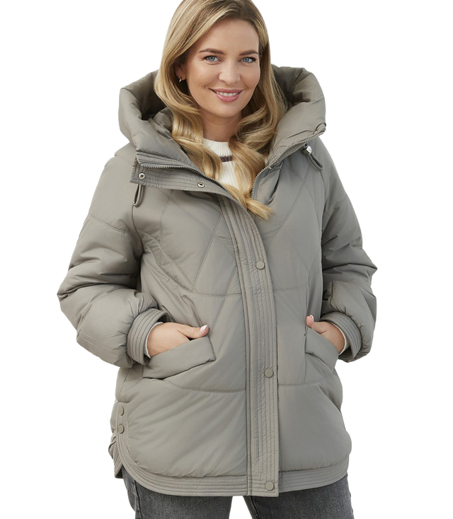 Women's quilted winter jacket with hood KORNELIA