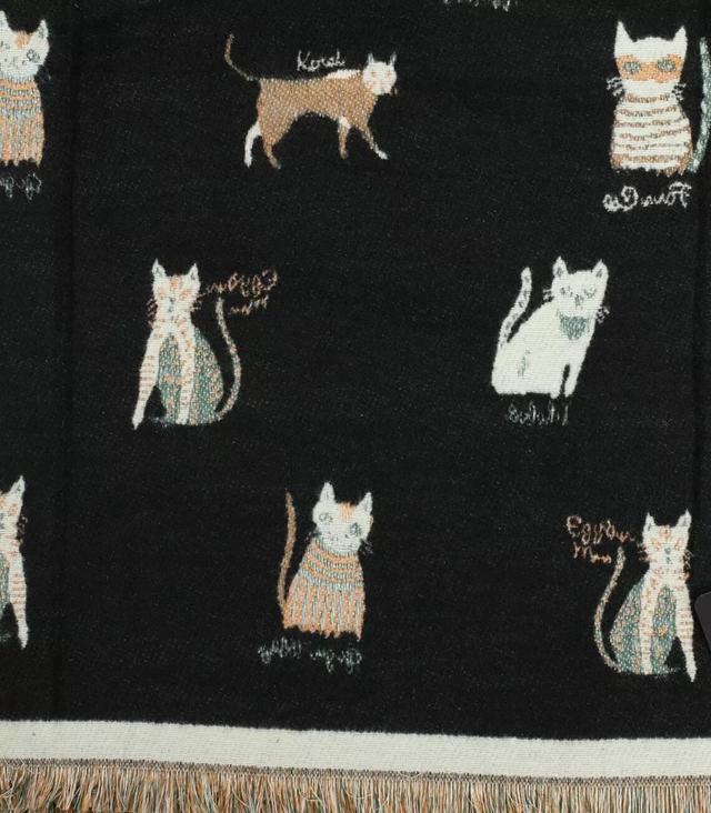 Warm double sided scarf cats knitted fabric