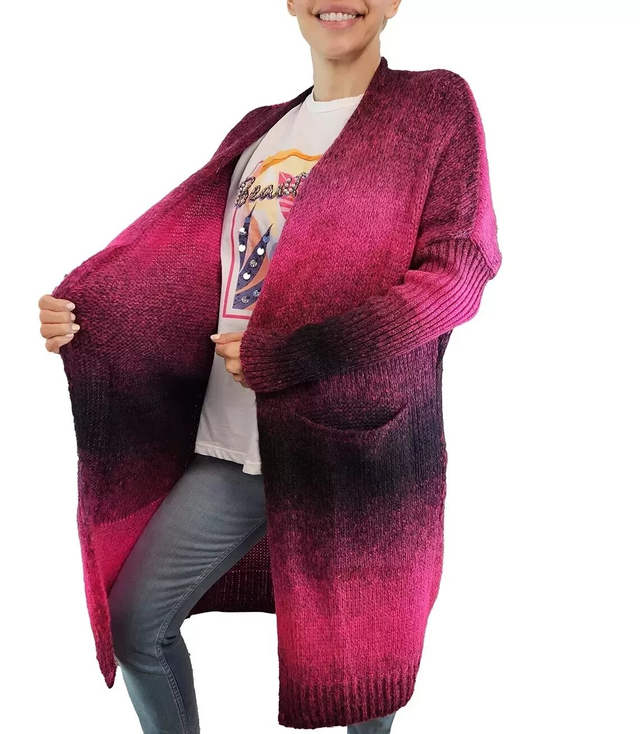 Long cardigan thick colorful ombre sweater