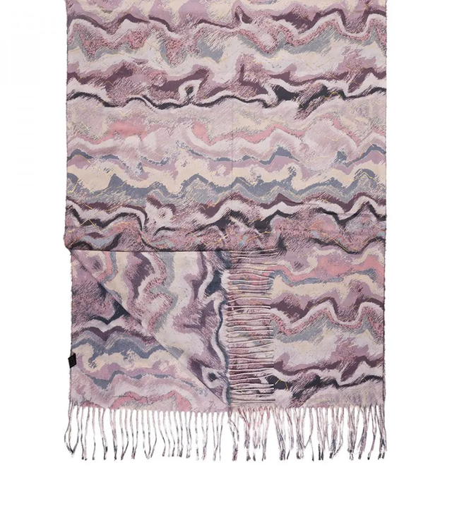 Women's scarf with geometric motif tassels