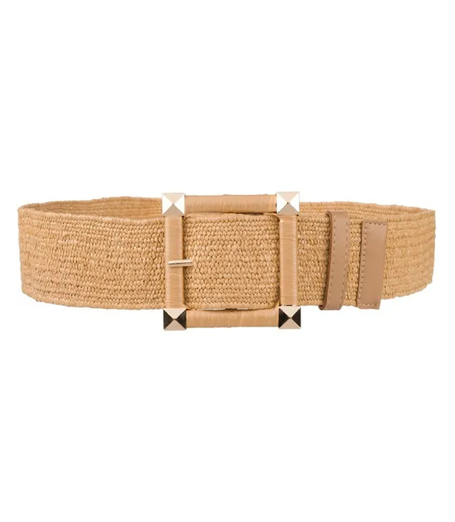 Braided women's belt with large buckle