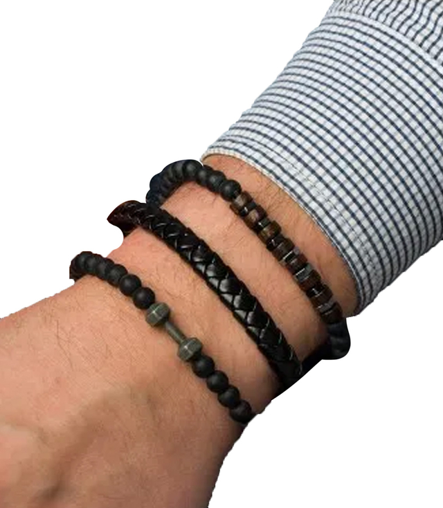 Set of men's bracelets natural stone