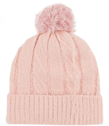 Warm women's cap with pompom and shiny thread autumn winter hat 