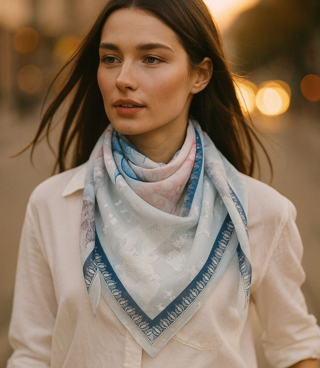 Elegancka kobieca chusta z obłędnym wzorem 70x70