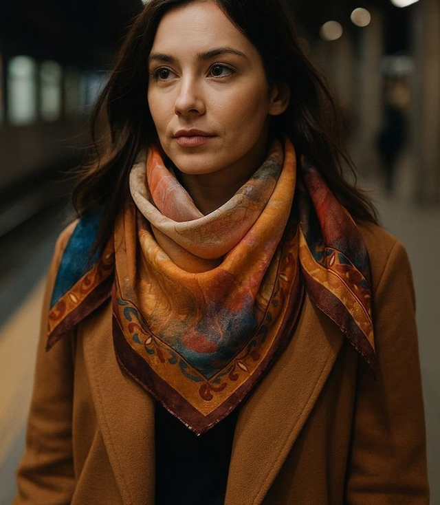 Elegant women's scarf with an insane 70x70 pattern