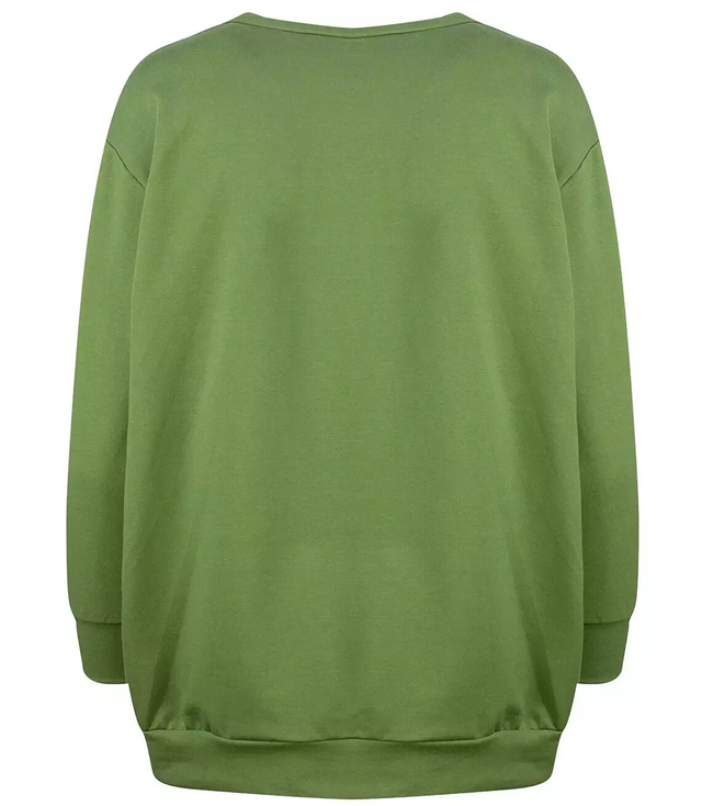 Thin cotton V-neck box sweatshirt
