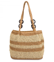 Boho raffia handbag with adjustable, thicker strap