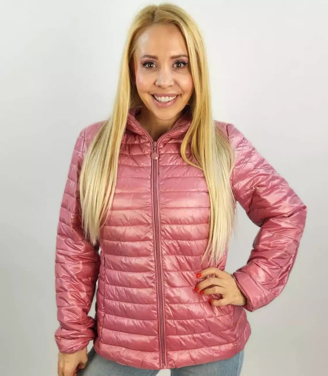 Short transitional quilted jacket with a stand-up collar