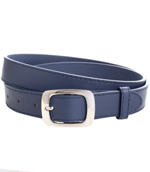 Smooth women's eco leather belt with silver buckle 3 cm