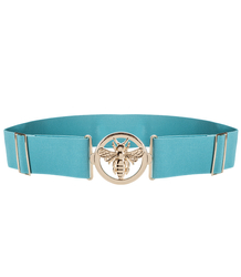 Women's belt with gold bee, adjustable, elastic