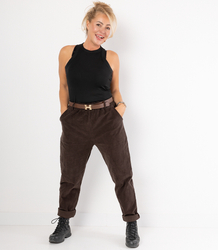 Corduroy chinos pants with belt CITY SOFT