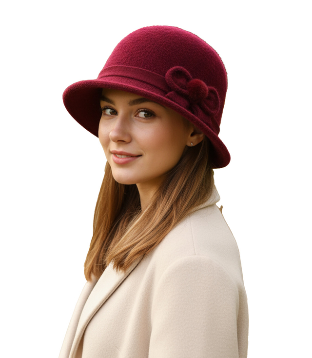 Women's cloche hat with bow