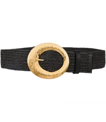 Braided women's belt with large buckle