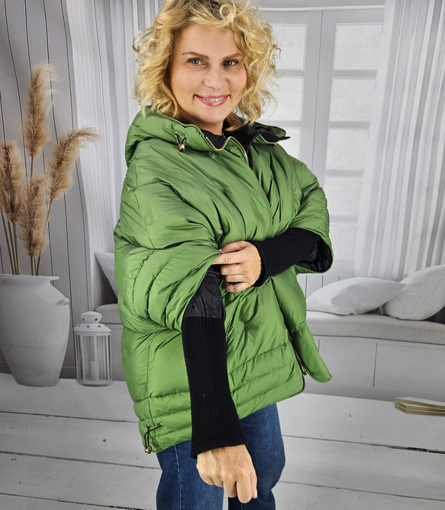 Women's insulated winter jacket with hood and welt IRINA