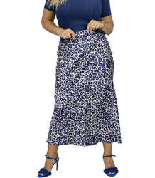Satynowa spódnica maxi w panterkę leopard SAVANNA