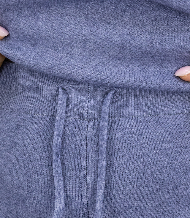 Knitted tracksuit set blouse with stand-up collar and flared pants KAMILLA