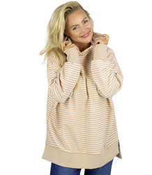 Damska bluza z kapturem w paski oversize CANDY STRIPES