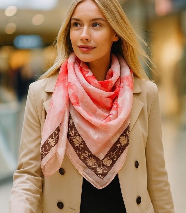 Elegancka kobieca chusta z obłędnym wzorem 70x70