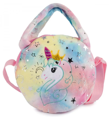 Children's round plush bag with unicorn