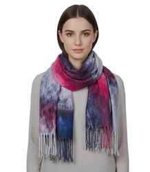 Fashionable multicolored shawl scarf with tassels