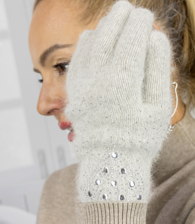Women's elegant gloves with zircons