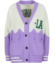 Short cardigan sweater with Los Angeles patches