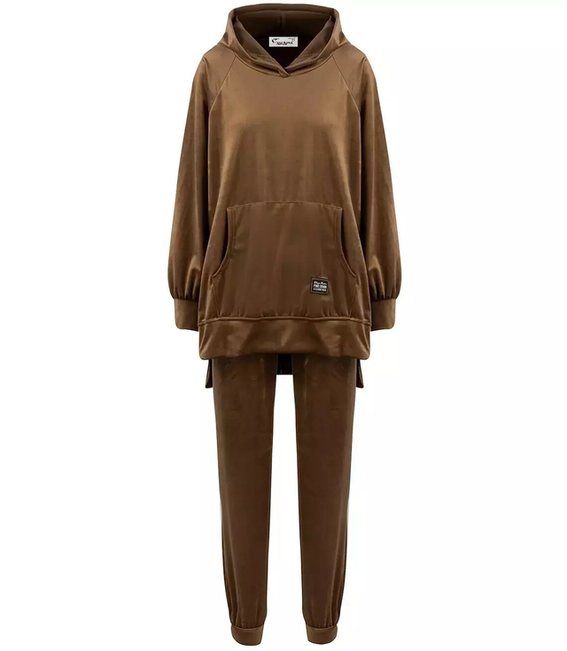 Tracksuit pants sweatshirt hood velor plus size