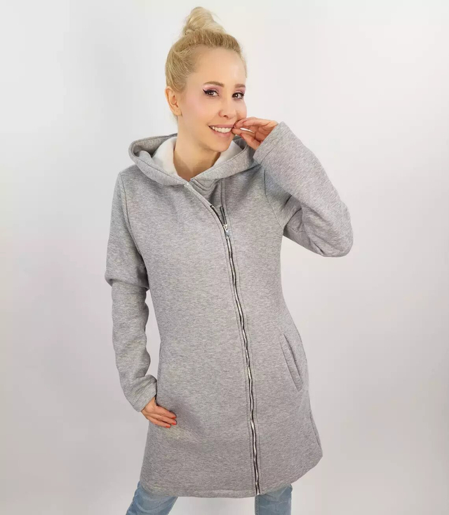 Long sweatshirt overlay asymmetric BASIC zipper
