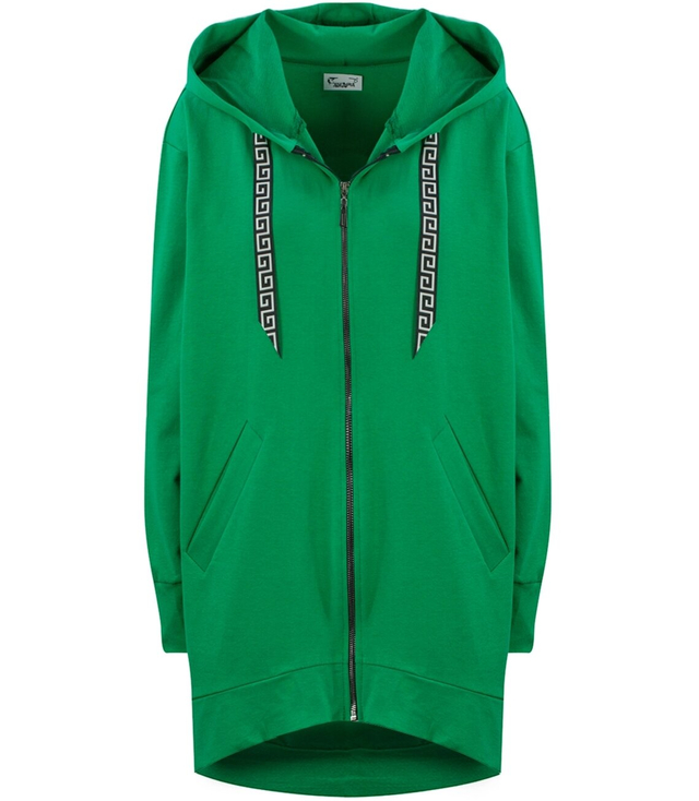 Oversized plain long back parka sweatshirt