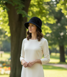 Women's hat cloche patch flower