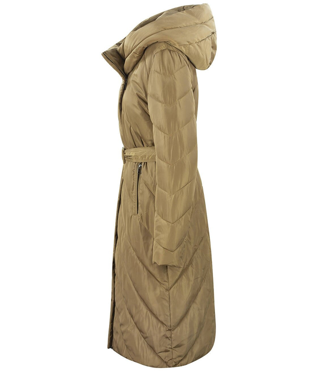 Długi Pikowany PŁASZCZ KURTKA puchowa zimowa