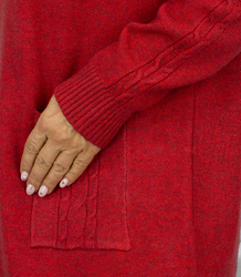 Knit dress with openwork sleeves and pockets