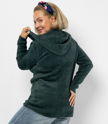 Warm cardigan sweater made of fluffy knit fabric GRAZYNA